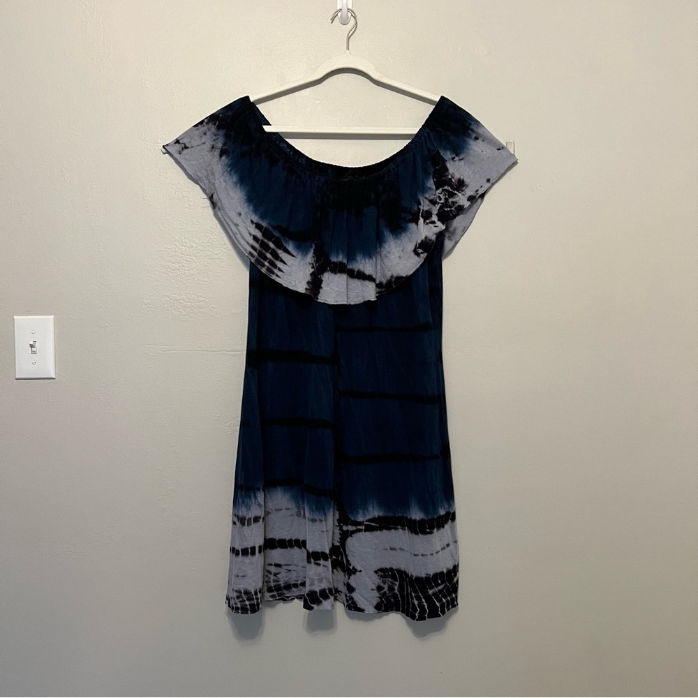 Nanette Lenore Dress Off Shoulder Stretch Blue Tie Dye‎ 1X